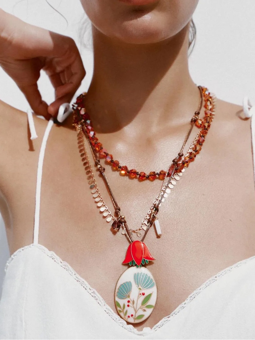 Zara Set of 3 Flower Bead Necklaces